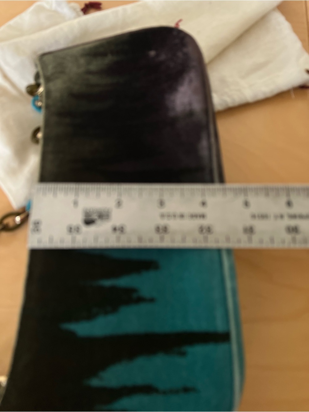 Salvatore Ferragamo Black and Teal Velvet Chain Shoulder Bag - Picture 7 of 8